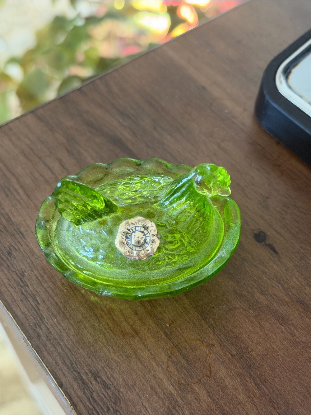 Westmoreland Vibrant Green Glass Bird Dish